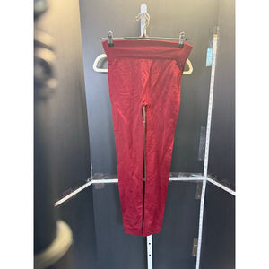 Women's TRI-UNION Burgundy Ribbed High-Waist Leggings